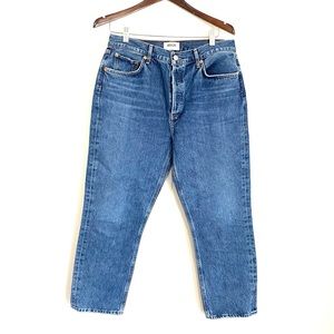 AGOLDE $188 Womens 30 Medium Wash Button Fly Straight Leg Riley Jeans EE8